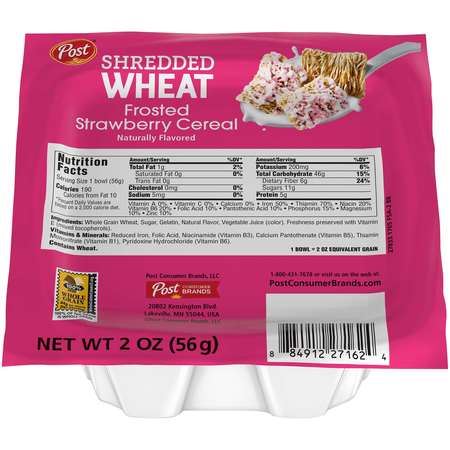 POST Post Strawberry Shredded Wheat Cereal 2 oz. Bowl, PK48 27162